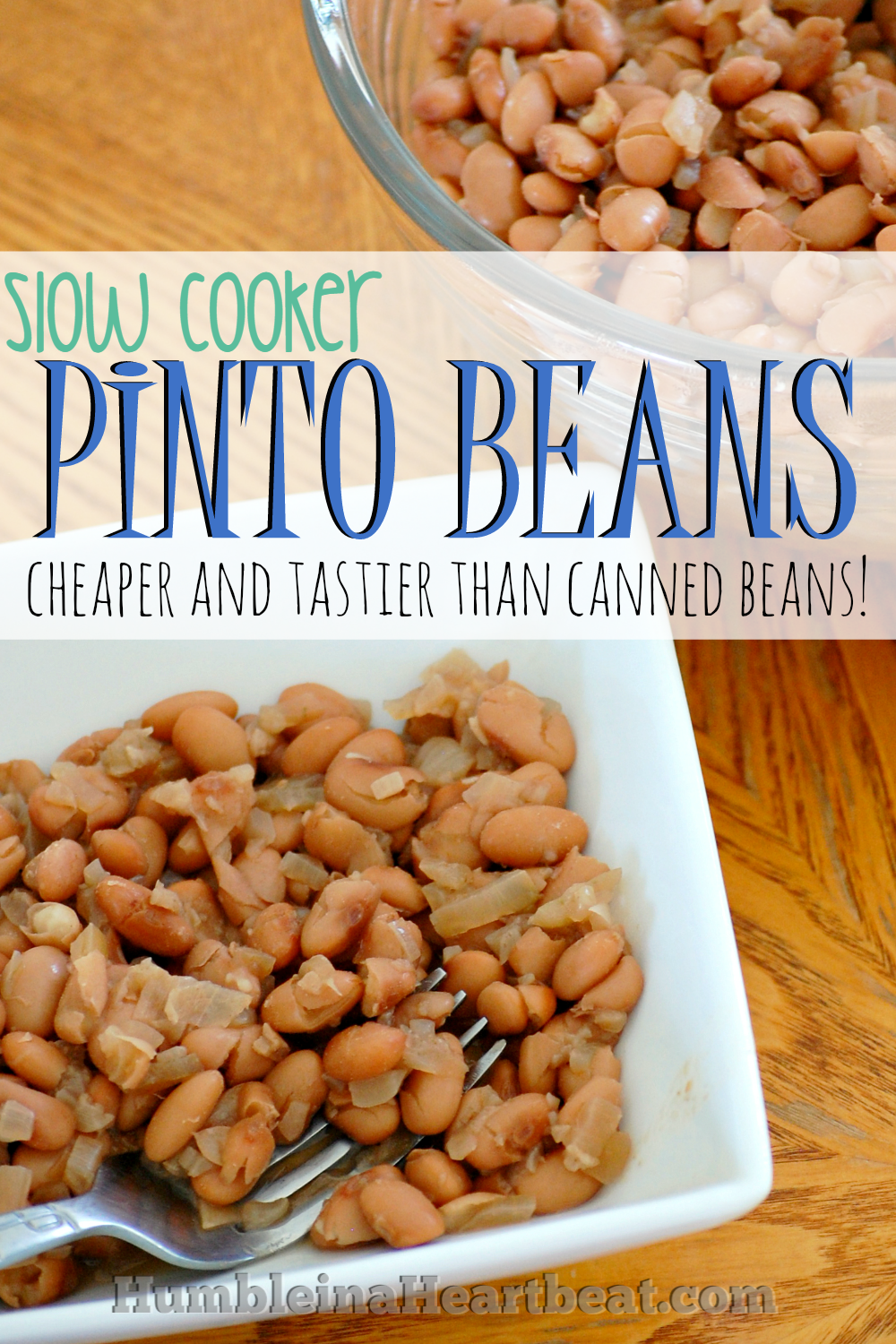 You have to make these slow cooker pinto beans. They're super versatile, tasty, and much cheaper than buying a can from the store!