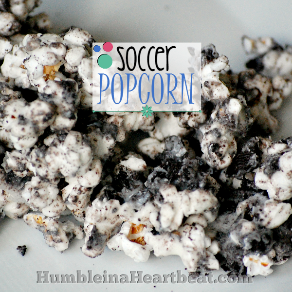 Cookies n' Cream Popcorn is the perfect snack for a soccer-themed party!