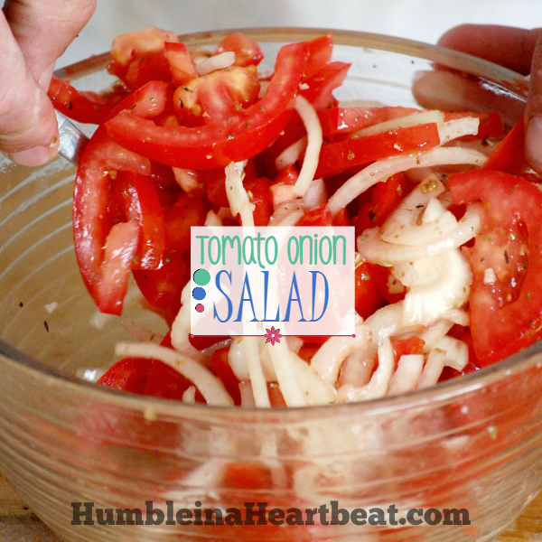 Tomato Onion is a crowd-pleaser and really cheap to make. Wonderful for any summer BBQ.