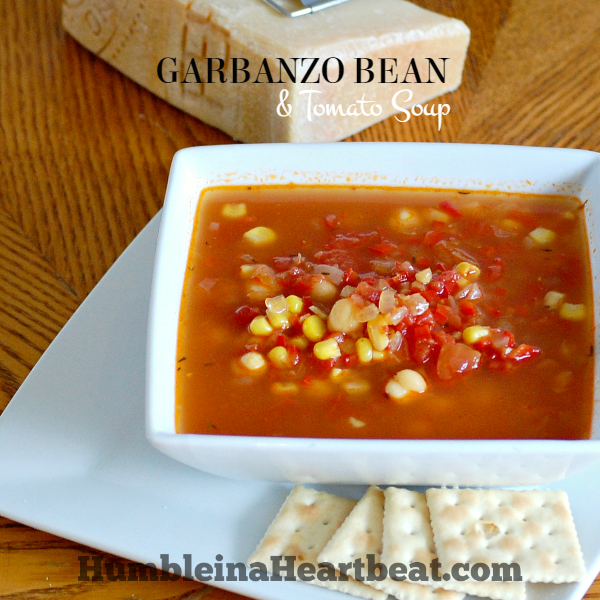 Garbanzo Bean and Tomato Soup - This soup is full of protein and delicious veggies, including red pepper, onions, and tomatoes. It's sure to be a hit with your entire family. SO delicious!