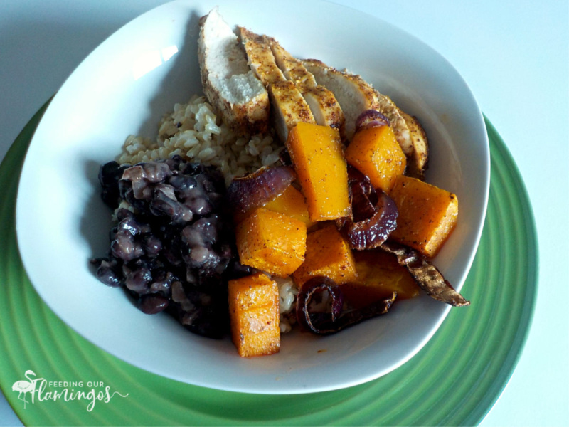 Roasted Chicken Butternut Squash & Guacamole Rice Bowls