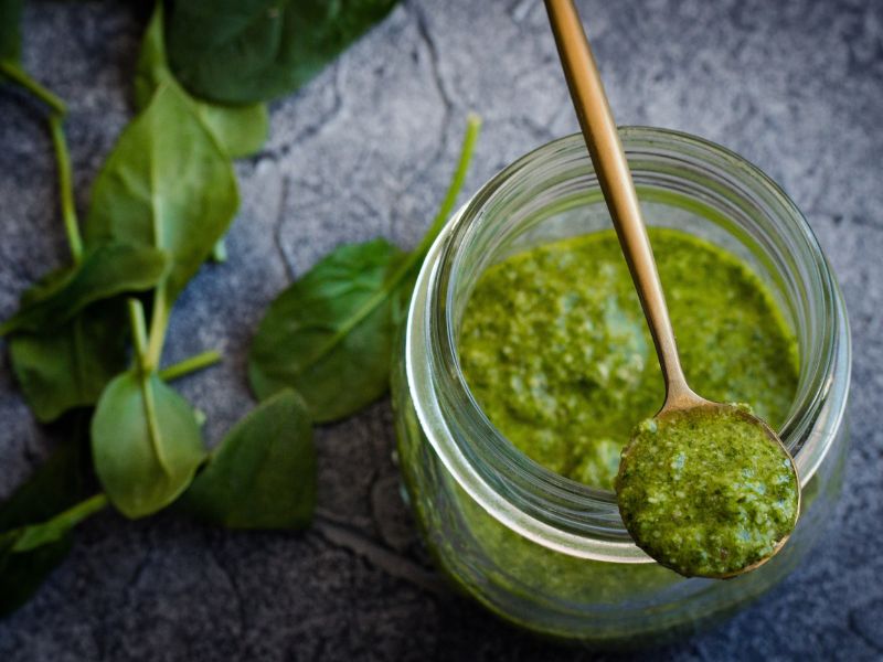 Making extra pesto sauce and then freezing it will be so helpful when you want pesto pasta in a few weeks. You'll just get out the pesto sauce and add to a saucepan to melt, then add to your pasta, and voila! You've got pesto pasta in minutes!